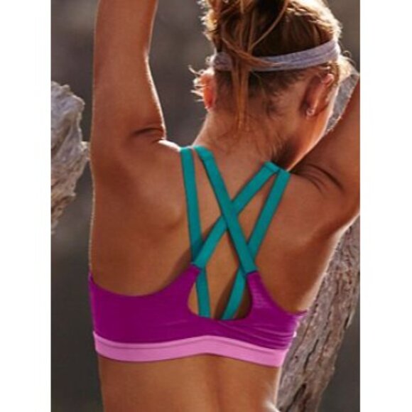 Victoria's Secret VSX Sports Bra Lightweight Wireless 34D, Pink, Purple & Teal - Picture 2 of 10